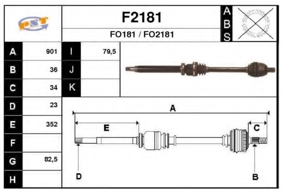 SNRA F2181 Drive Shaft